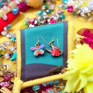 Whimsical Fruit Vegetable Garden lovers earrings Gardener  butterfly jewelry